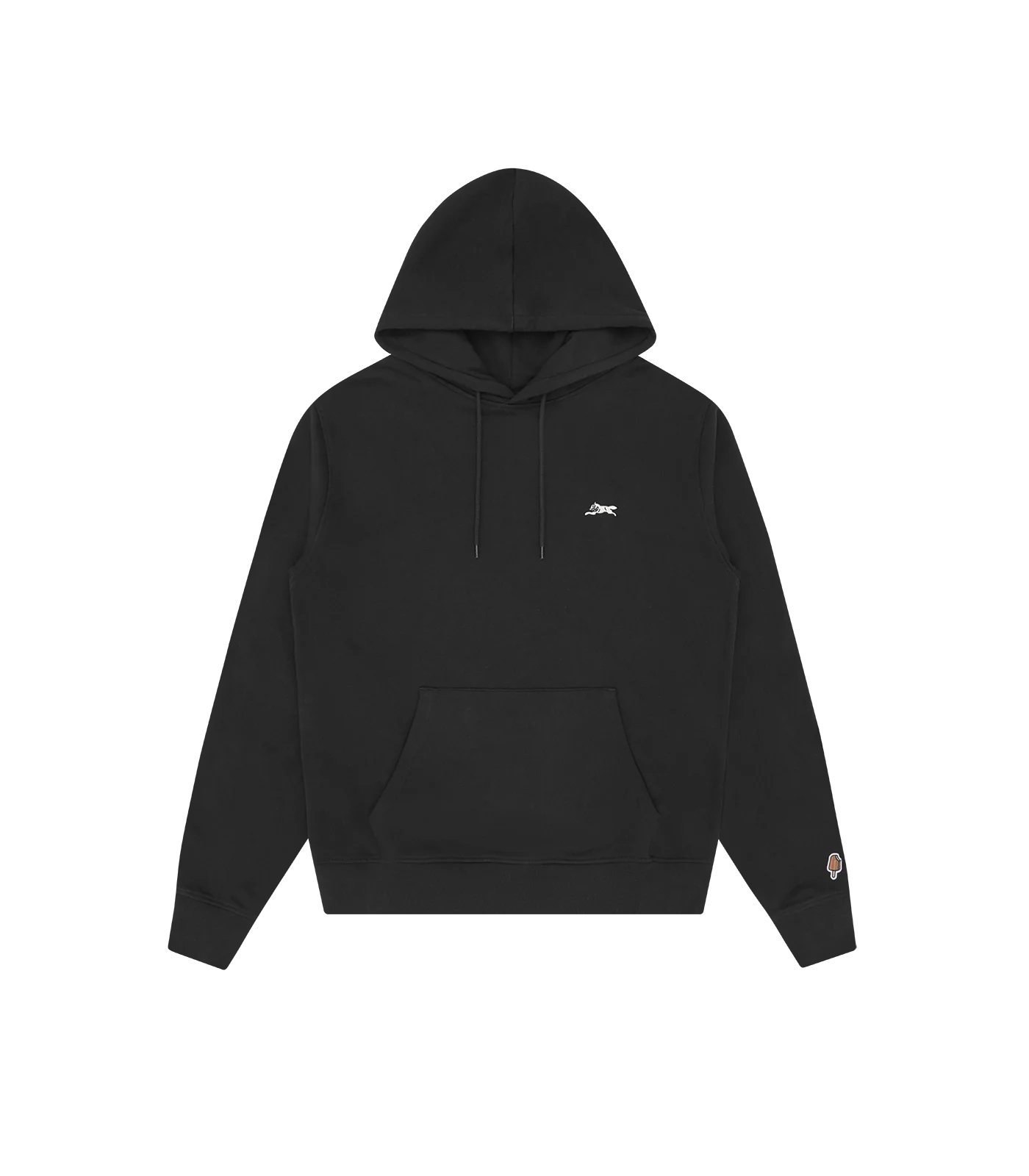 APPLIQUE JUMBO RUNNING DOG POPOVER HOOD - BLACK