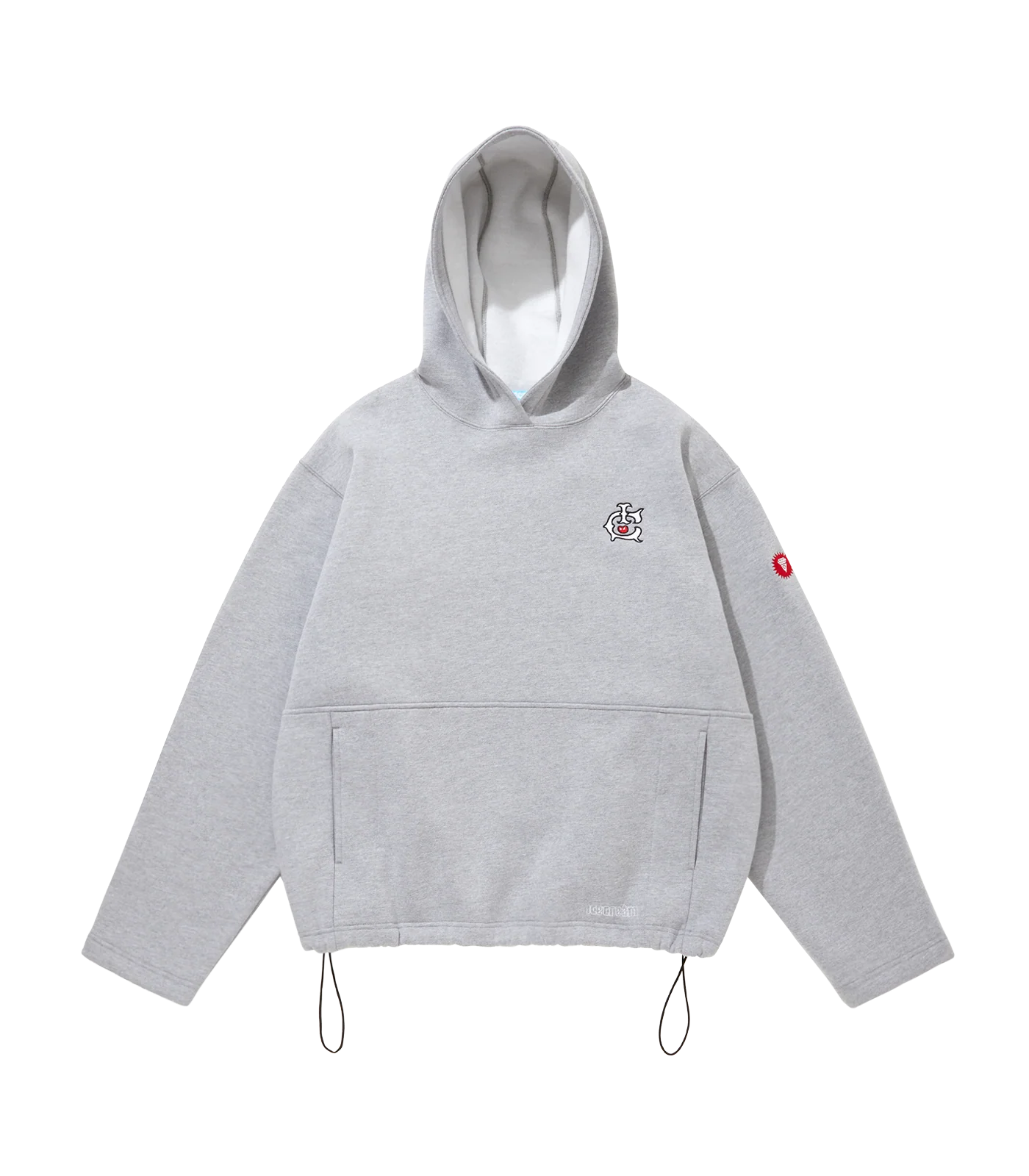 EMBROIDERED RUNNING DOG HOODIE - GREY