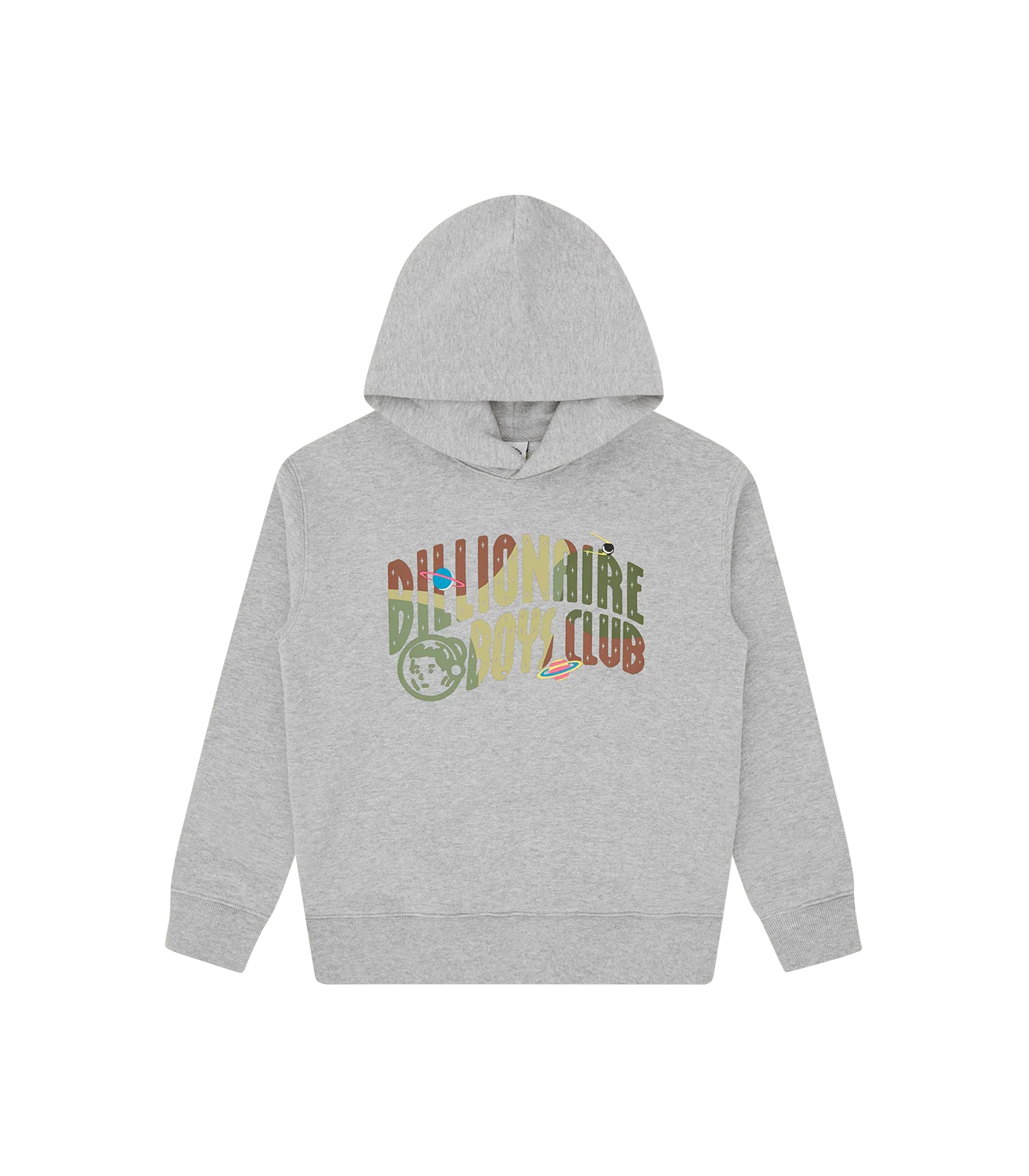 KIDS SPACE CAMO ARCH LOGO POPOVER HOOD - HEATHER GREY