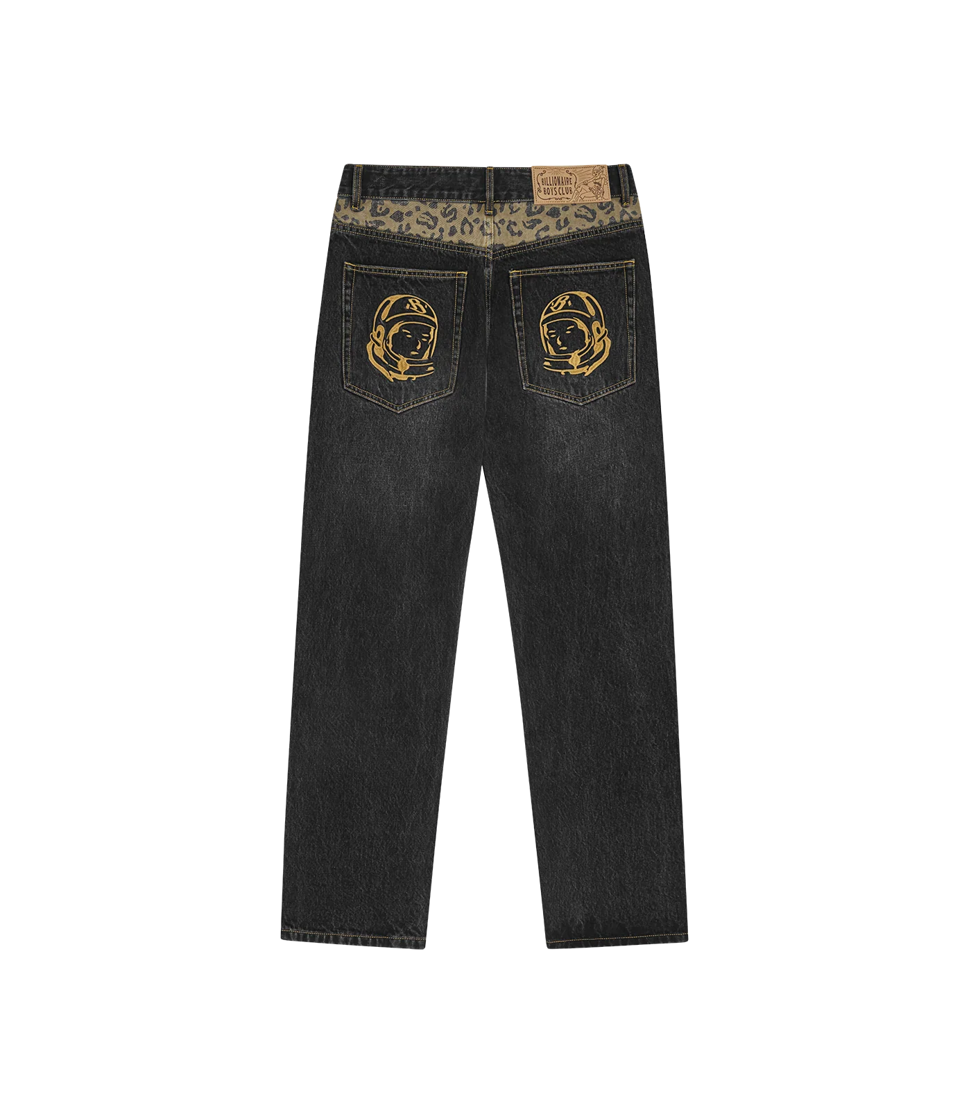LEOPARD PRINT PANEL ASTRO DENIM PANTS - BLACK - Image 2