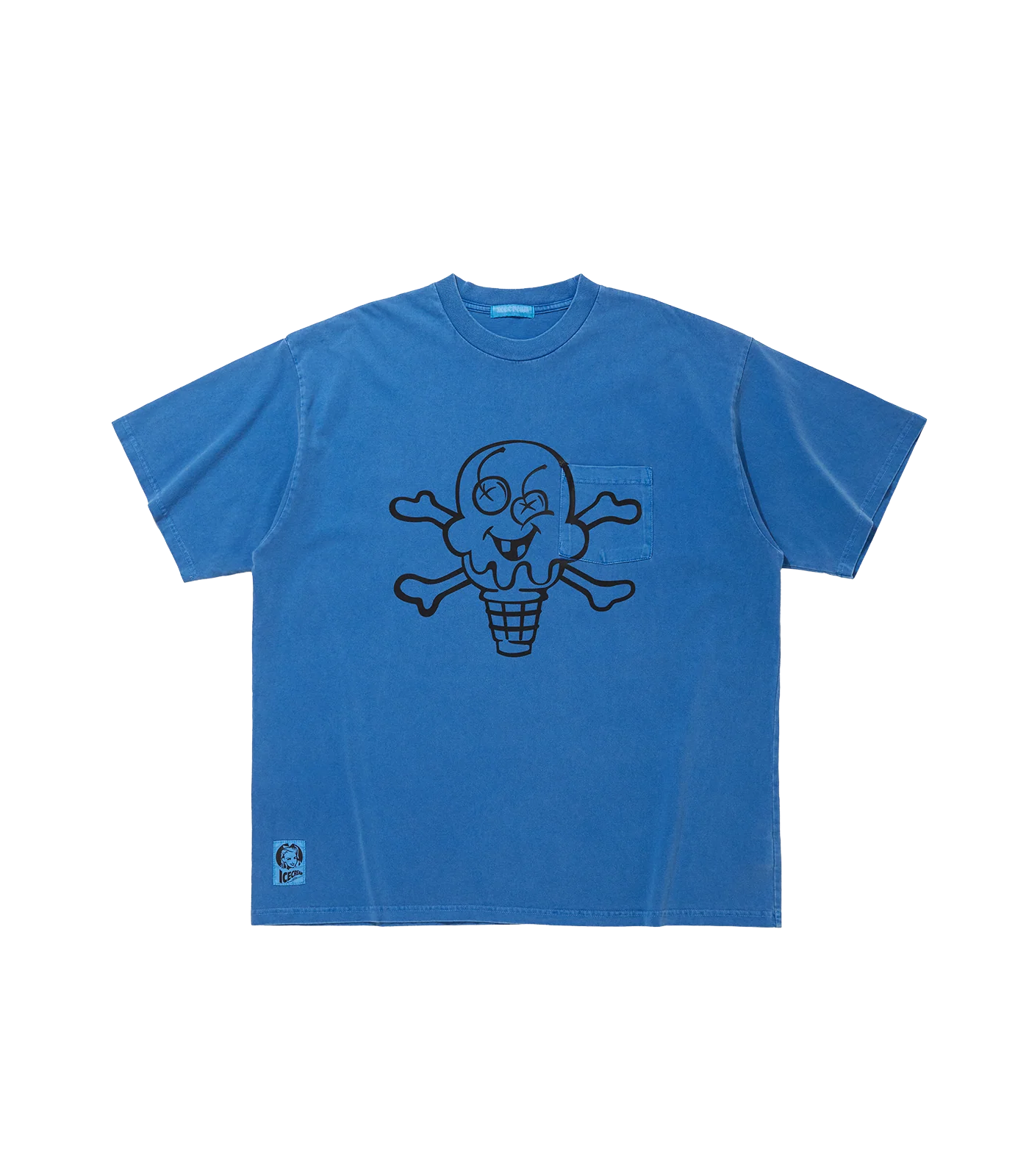 OVERDYED POCKET CONES & BONES T-SHIRT - BLUE