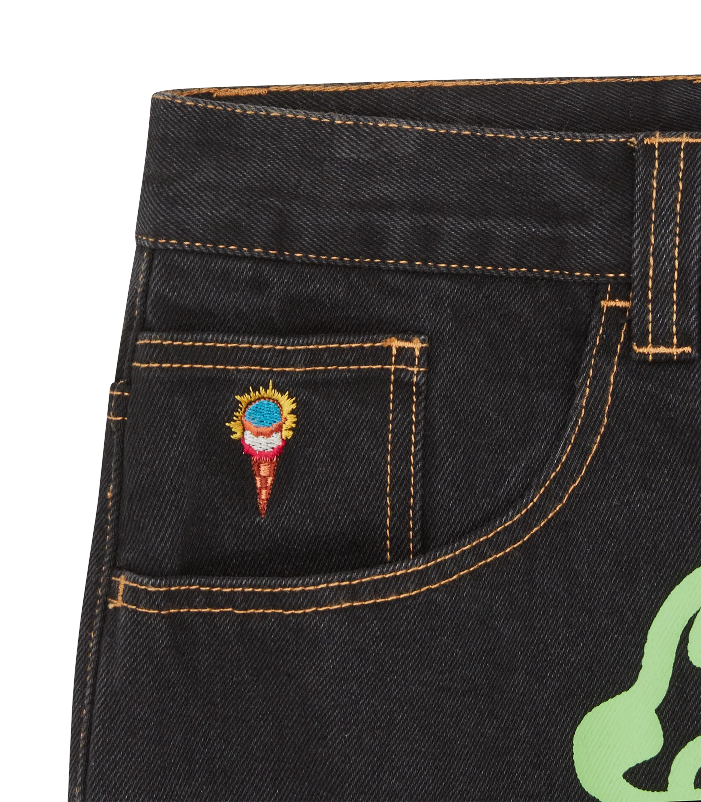 RUNNING DOG DOUBLE SCOOP DENIM PANT - BLACK - Image 6