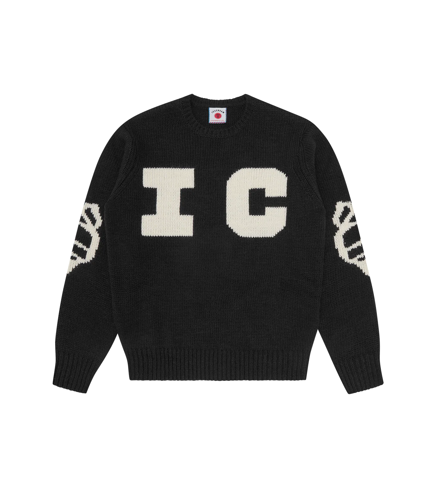 RUNNING DOG KNITTED CREWNECK - BLACK